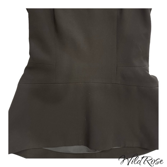 VICTORIA BECKHAM Black Deep V Fitted Peplum Blouse Top SZ 2 - Picture 4 of 11